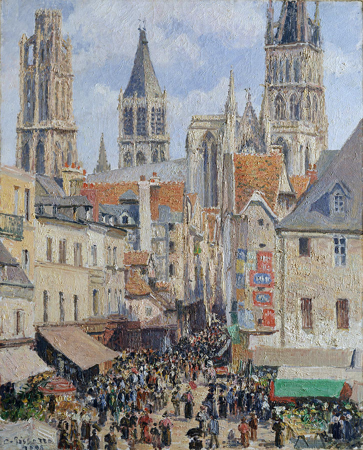 Camille Pissarro Painting - Rue de lEpicerie. Rouen. Effect of Sunlight  by Camille Pissarro