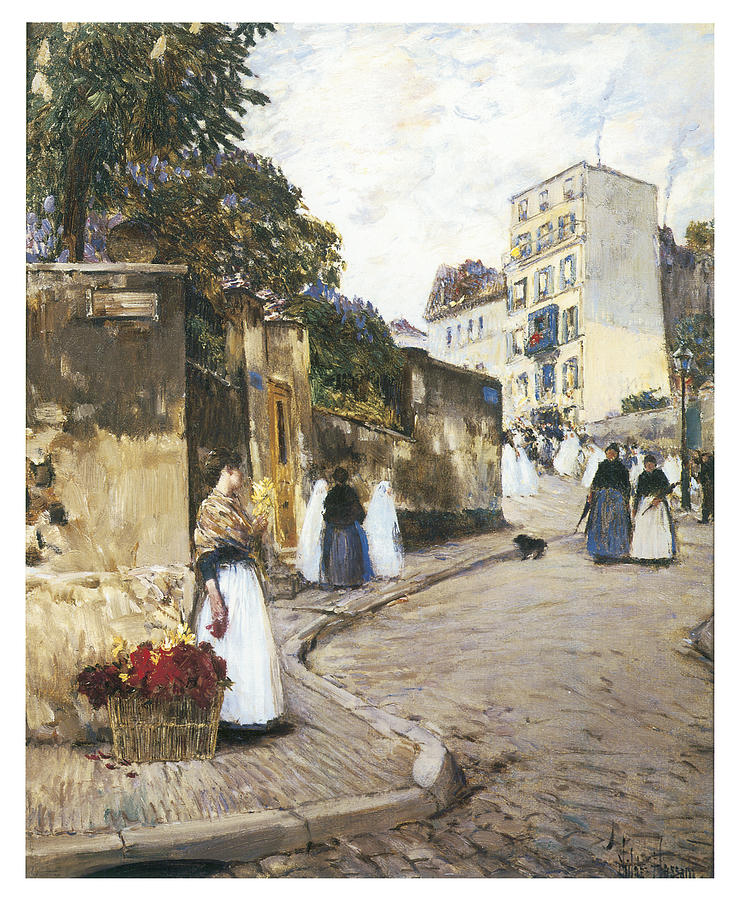 Childe Hassam Painting - Rue Montmartre by Childe Hassam