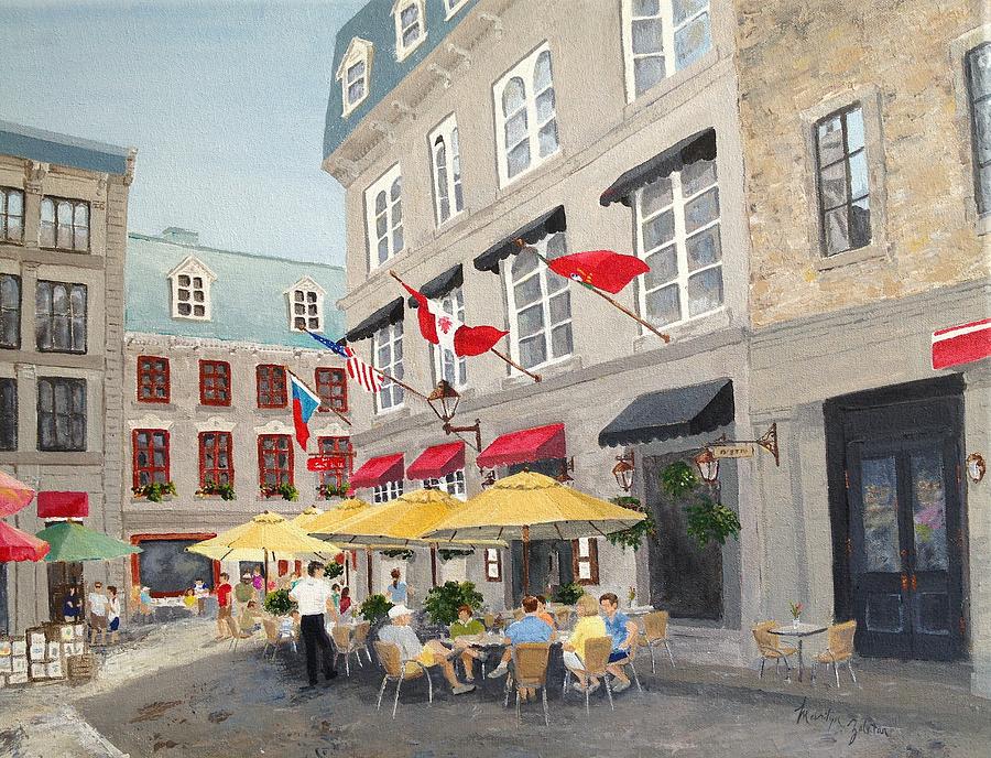 Rue Saint Amable Restaurant Painting by Marilyn Zalatan