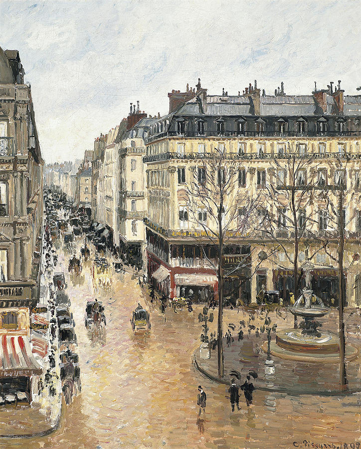 Rue Saint Honore in the Afternoon. Effect of Rain Painting by Camille Pissarro