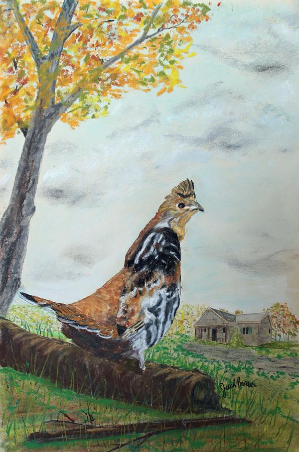 Ruffed Grouse On Alert Painting