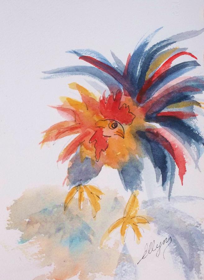 Ruffled Rooster Painting by Ellen Levinson