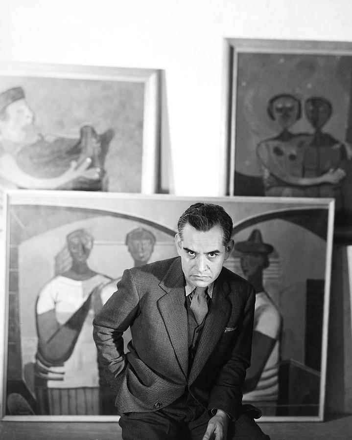 Rufino Tamayo With Paintings Photograph by Horst P. Horst