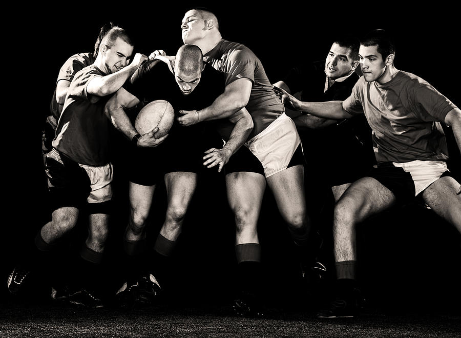 Rugby action. Photograph by Skynesher