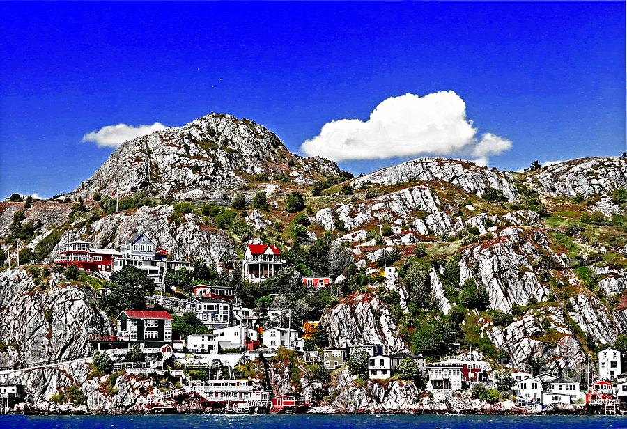 Rugged Cliffside Village Digital Painting Painting by Barbara A Griffin
