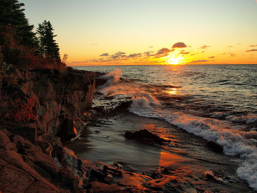 Landscape Photograph - Rugged Shore Fall by James Peterson