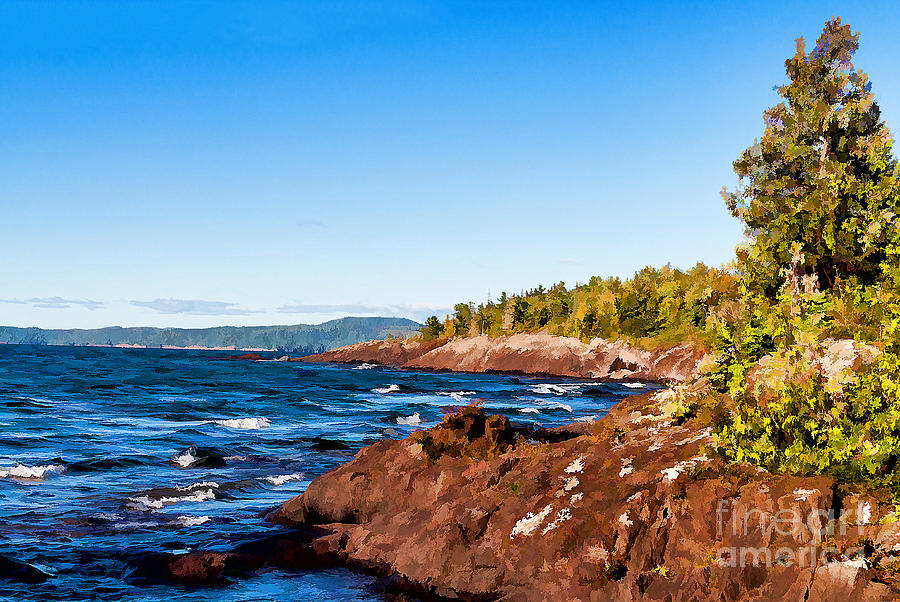 Rugged shoreline of Lake Superior Photograph by Les Palenik