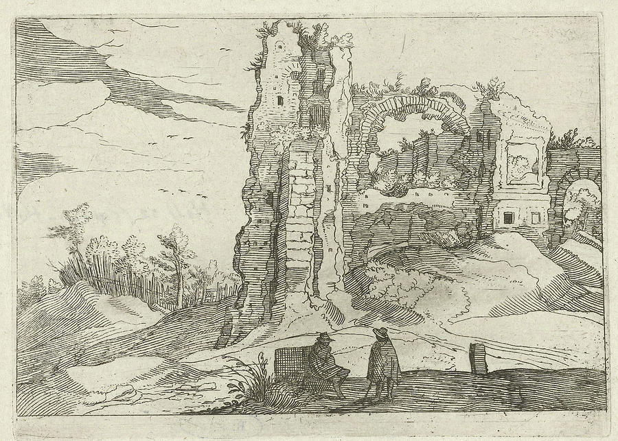 Ruin With A Gate, Willem Van Nieulandt II Drawing by Willem Van ...