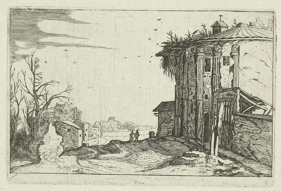 Ruin With Corinthian Columns, Willem Of Nieulandt II Drawing by Willem ...