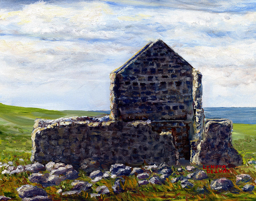 Ruins in Tasmania on the Sea Shore Painting by Lenora  De Lude