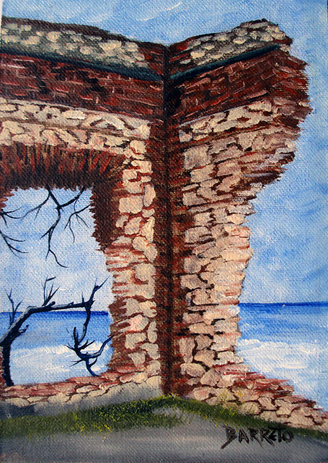 Ruins of Aguadilla Lighthouse Painting by Gloria E Barreto-Rodriguez