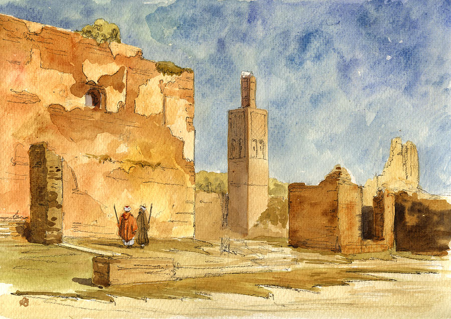 Desert Painting - Ruins of Chellah  by Juan  Bosco