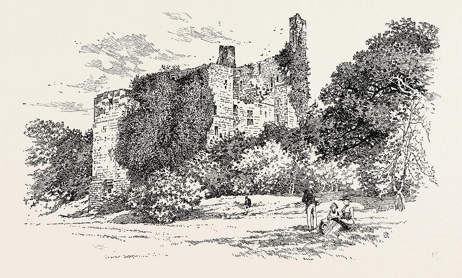 Castle Drawing - Ruins Of Harewood Castle, Uk. Harewood Castle by English School