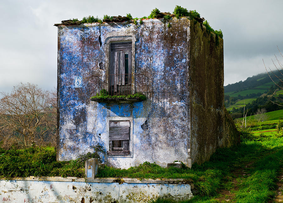 Ruins of house painted blue Photograph by Joseph Amaral