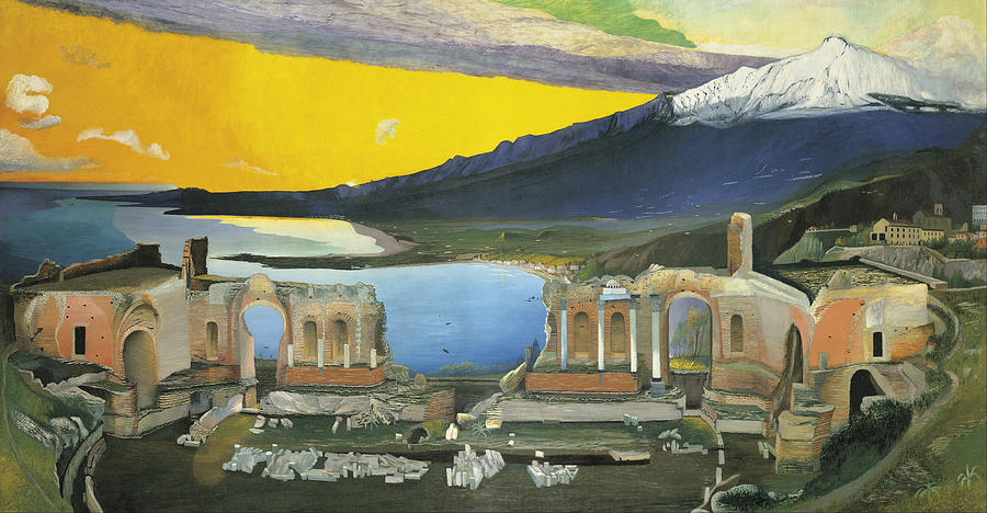 Ruins of the Greek Theatre at Taormina Painting by Tivadar Kosztka Csontvary