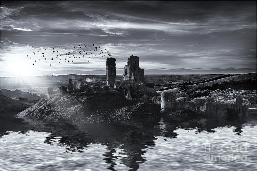 Ruins on the water landscape Photograph by Simon Bratt