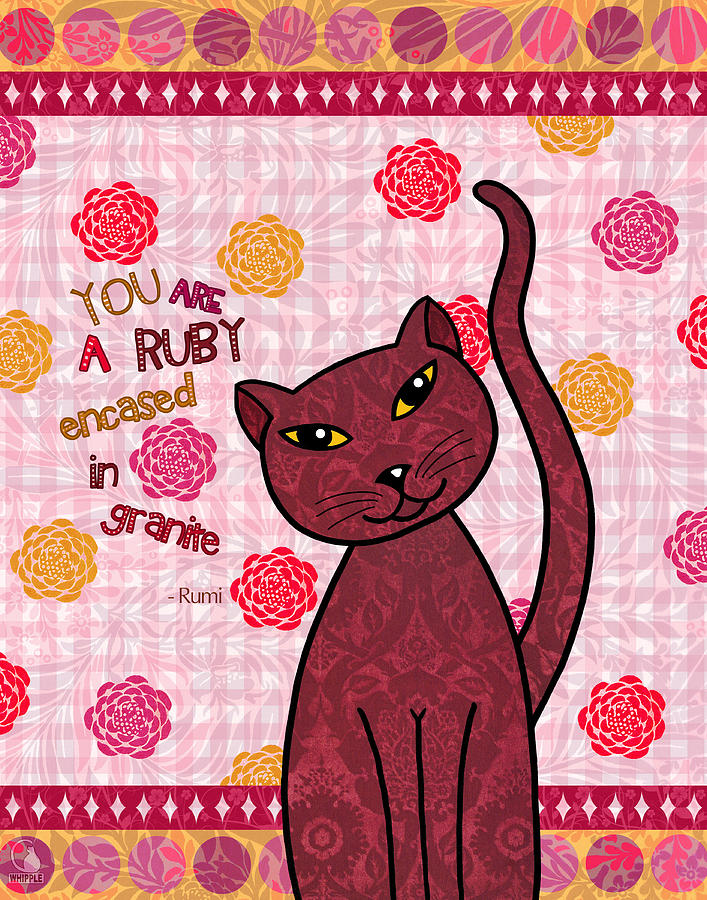 Cats Digital Art - Rumi Cat Ruby by Cat Whipple Cats Digital Art - Rumi Cat Ruby by Cat Whipple