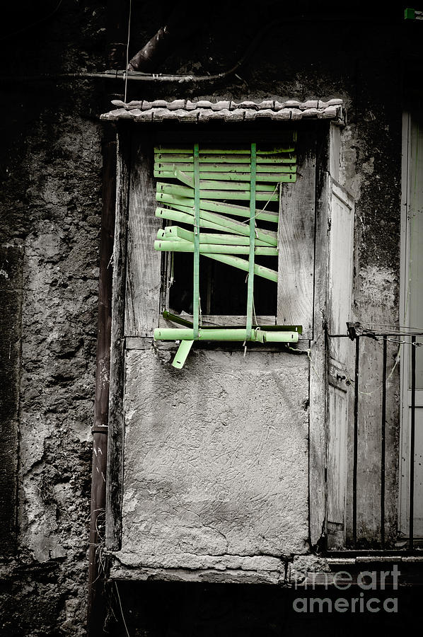Run down part of building in Lazio with broken venetian blind at Photograph by Peter Noyce