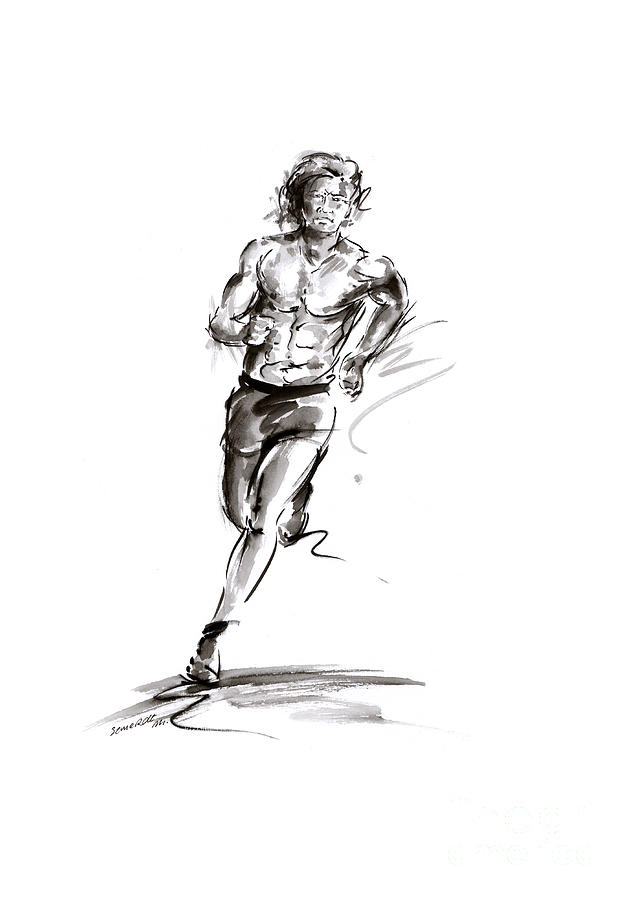Sports Painting - Run lovers Painting, Running Man Motivational Poster, Running Life Home Decor, Runner Wall Painting by Mariusz Szmerdt