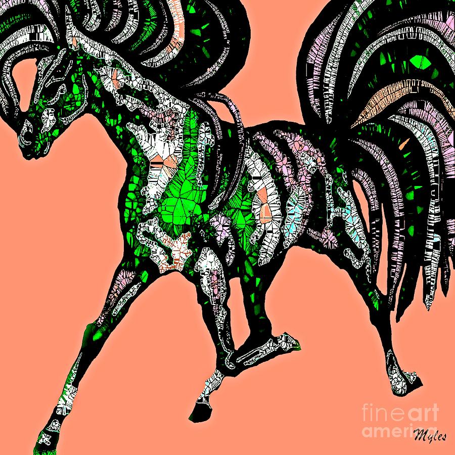 Run Pony Run Mosaic Abstract Painting by Saundra Myles