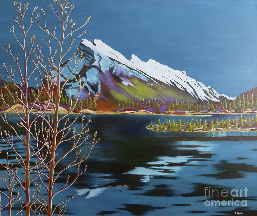 Rundle Mountain Painting by Wendy Diane Morris - Pixels