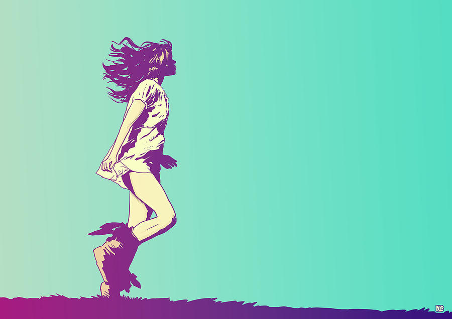 Girl Drawing - Running Free by Giuseppe Cristiano