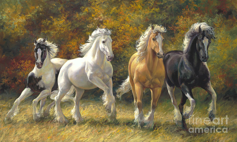 Horse Painting - Running Free by Laurie Snow Hein