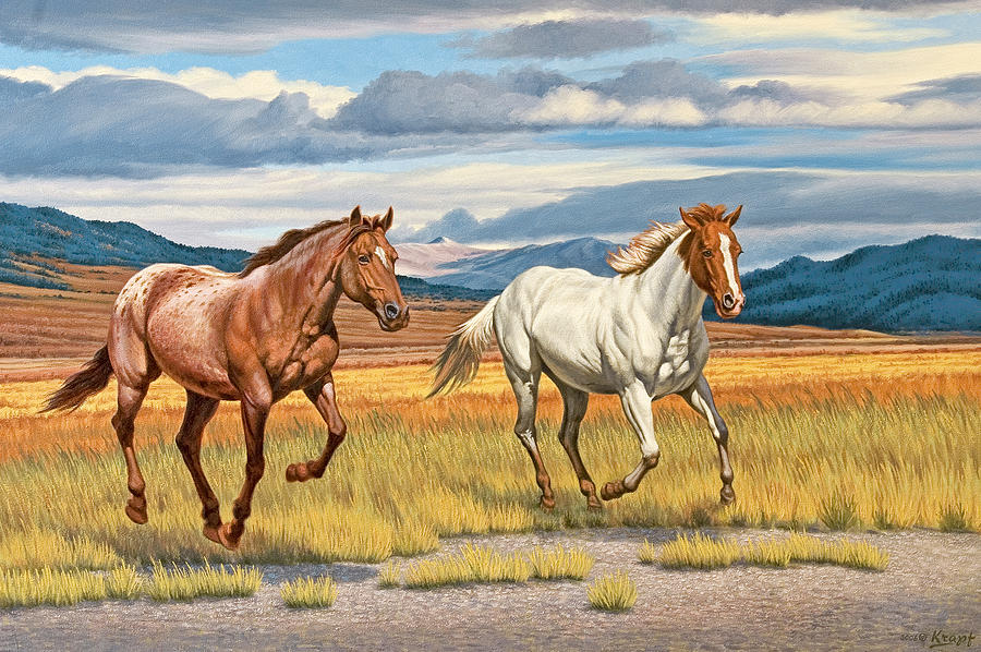 Horse Painting - Running Free by Paul Krapf