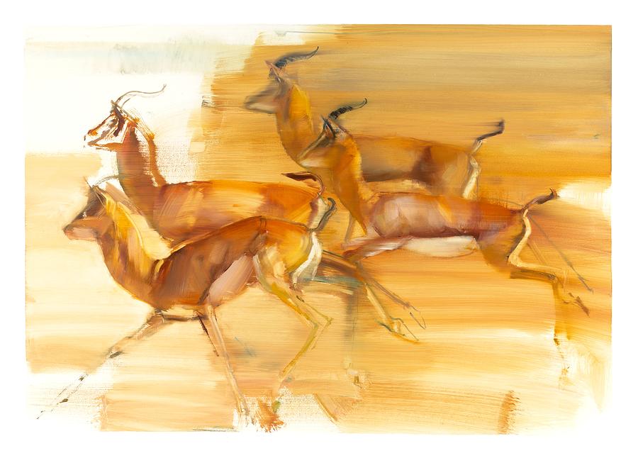 Running Gazelles Painting by Mark Adlington