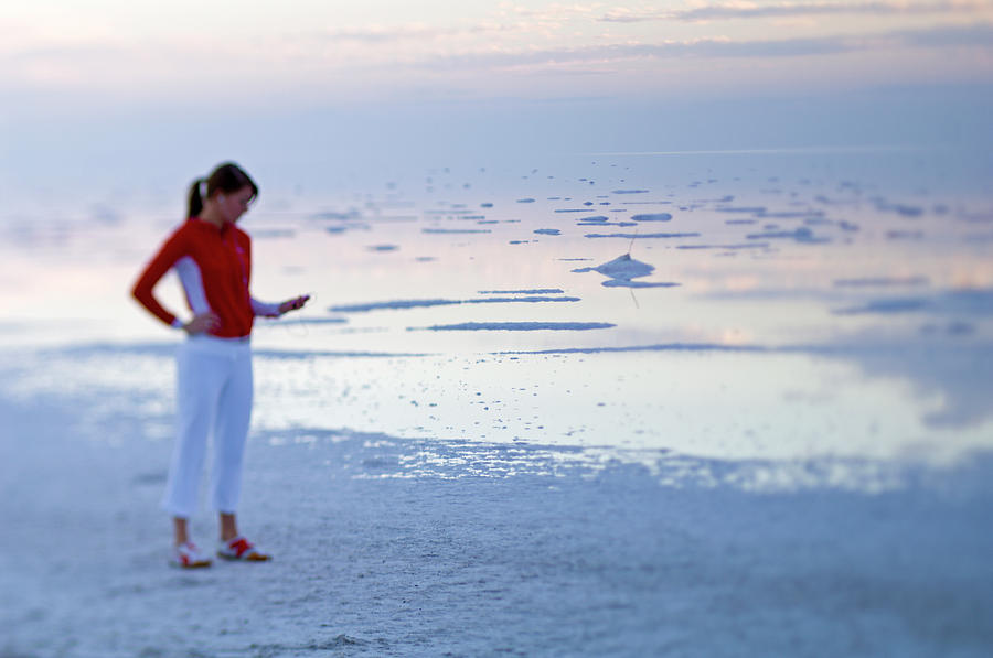 Music Photograph - Running Great Salt Lake, Utah With Ipod by Tim Kemple
