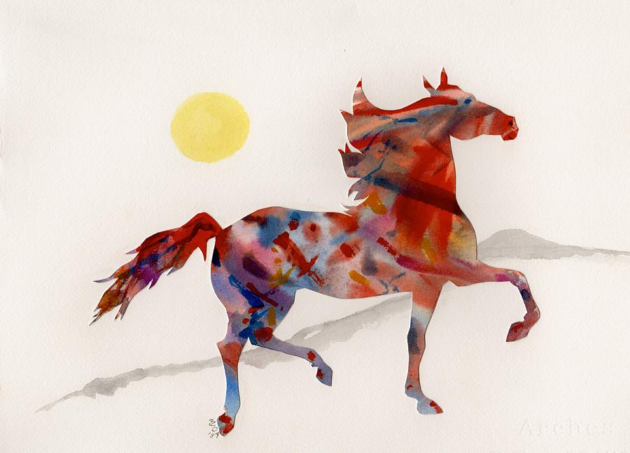 Running Horse 3 Painting by Mary Armstrong