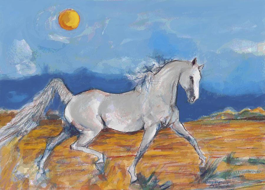 Running horse m Digital Art by Mary Armstrong
