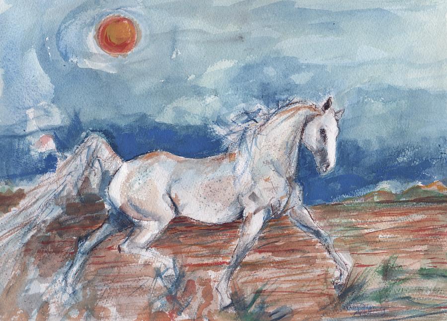 Running horse Painting by Mary Armstrong