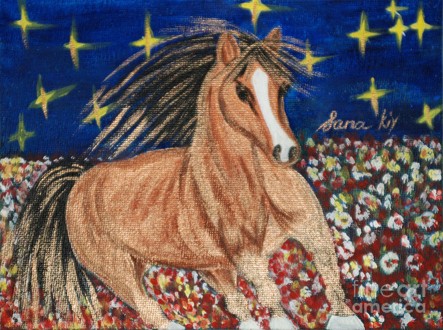Running Horse Painting by Oksana Semenchenko