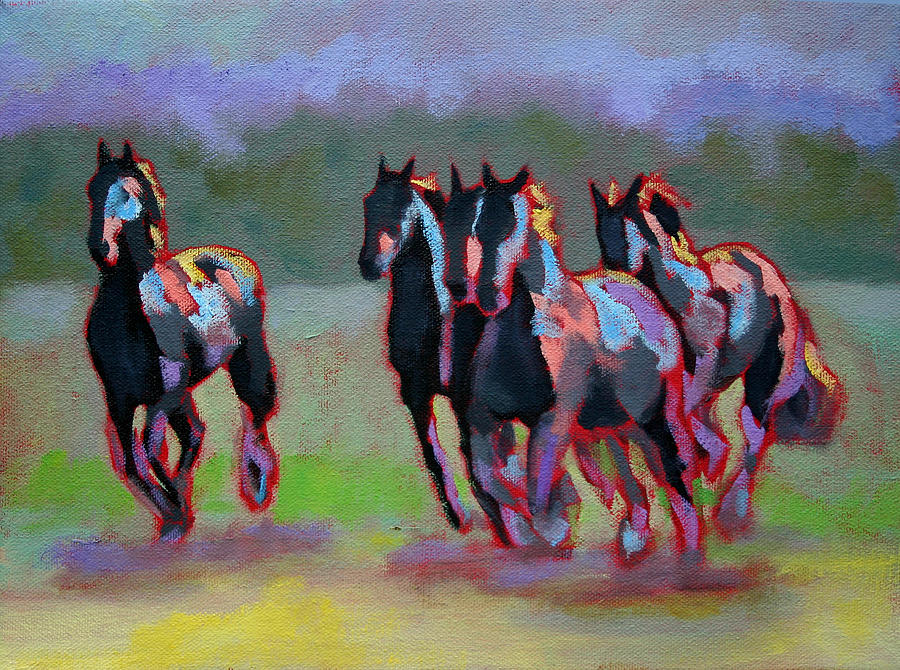 Running Horses Painting by Carol Jo Smidt