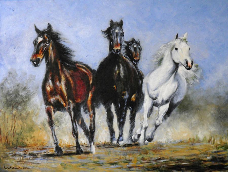 Running Horses Painting by Tony Calleja - Fine Art America