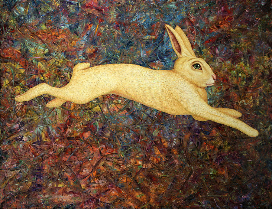 Running Rabbit Painting by James W Johnson