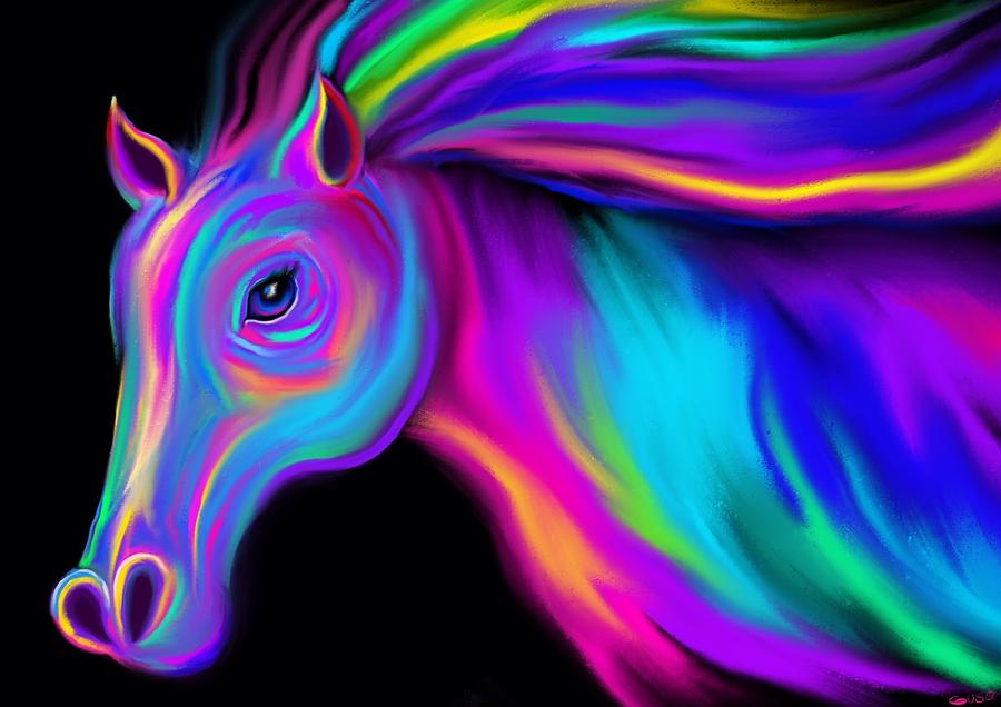 Running Rainbow Stallion Painting by Nick Gustafson
