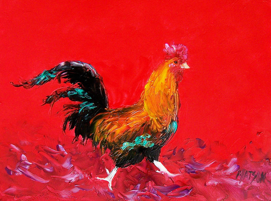 Little Brown Rooster  Painting by Jan Matson