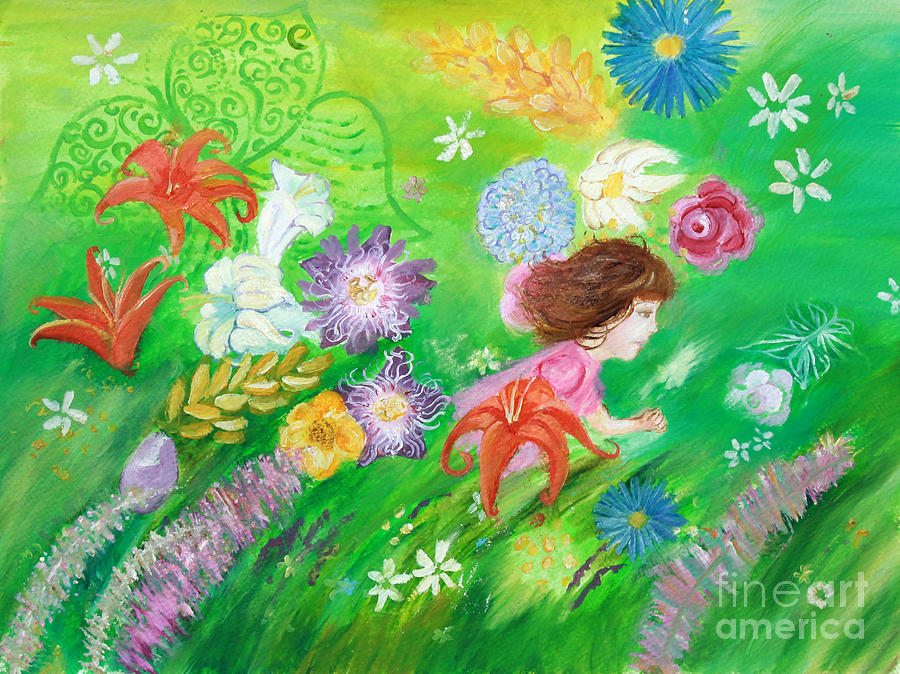 Running Through a Field of Flowers Painting by Anne Cameron Cutri