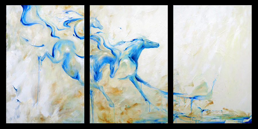 Running Water triptych Painting by Dina Dargo