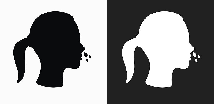 Runny Nose Icon on Black and White Vector Backgrounds Drawing by Bubaone