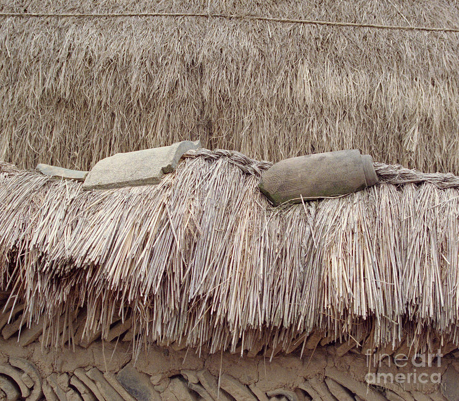 Rural Korean photography - Thatched Roof Photograph by Sharon Hudson
