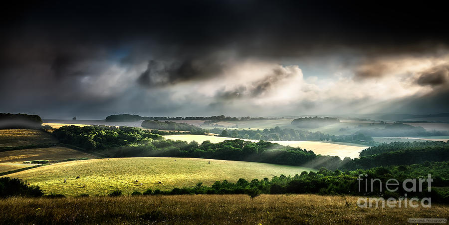 Rural landscape stormy daybreak Photograph by Simon Bratt