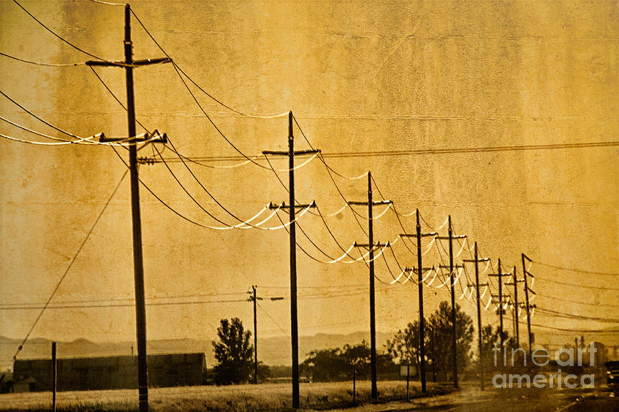 Vintage Photograph - Rural Power Lines by Matt  Trimble