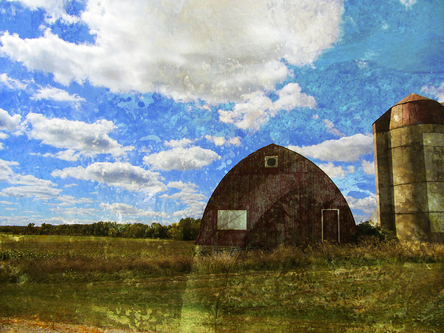 Rural WI Barn w texture Digital Art by Anita Burgermeister