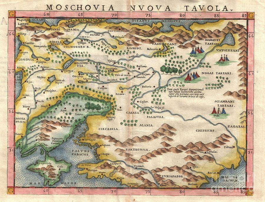 Ruscelli Map of Russia Muscovy and Ukraine Photograph by Paul Fearn