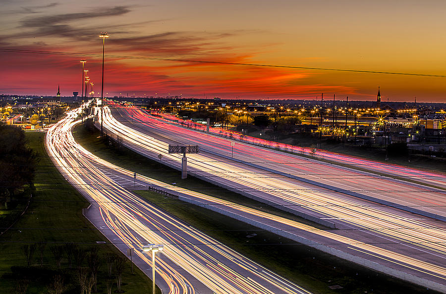 Sunset Photograph - Rush Hour on 59 by Micah Goff