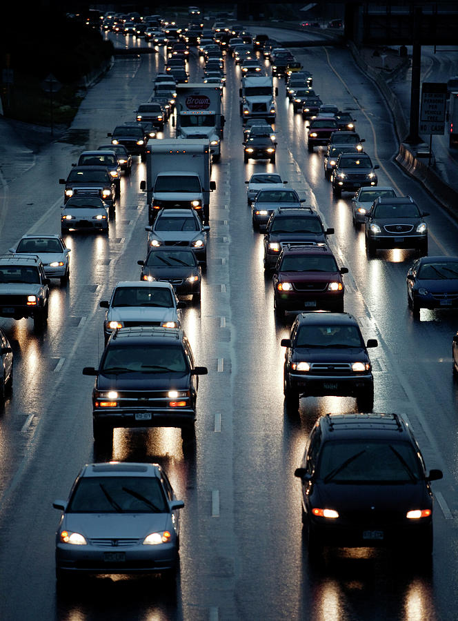 Rush Hour Traffic In Downtown Denver Photograph by Sam Adams Fine Art