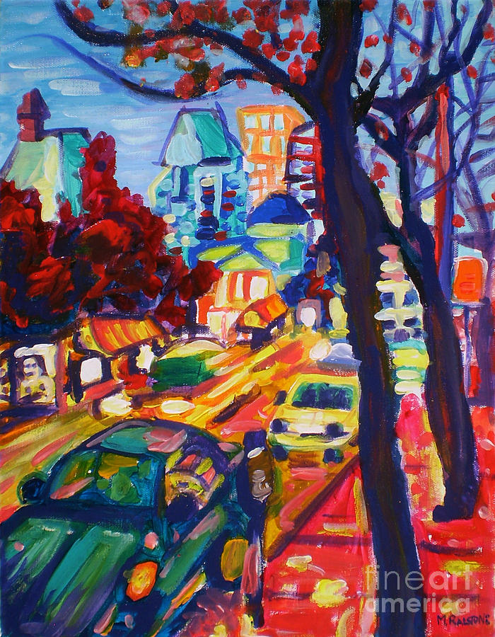 Car Painting - Rushing From Downtown by Morgan  Ralston